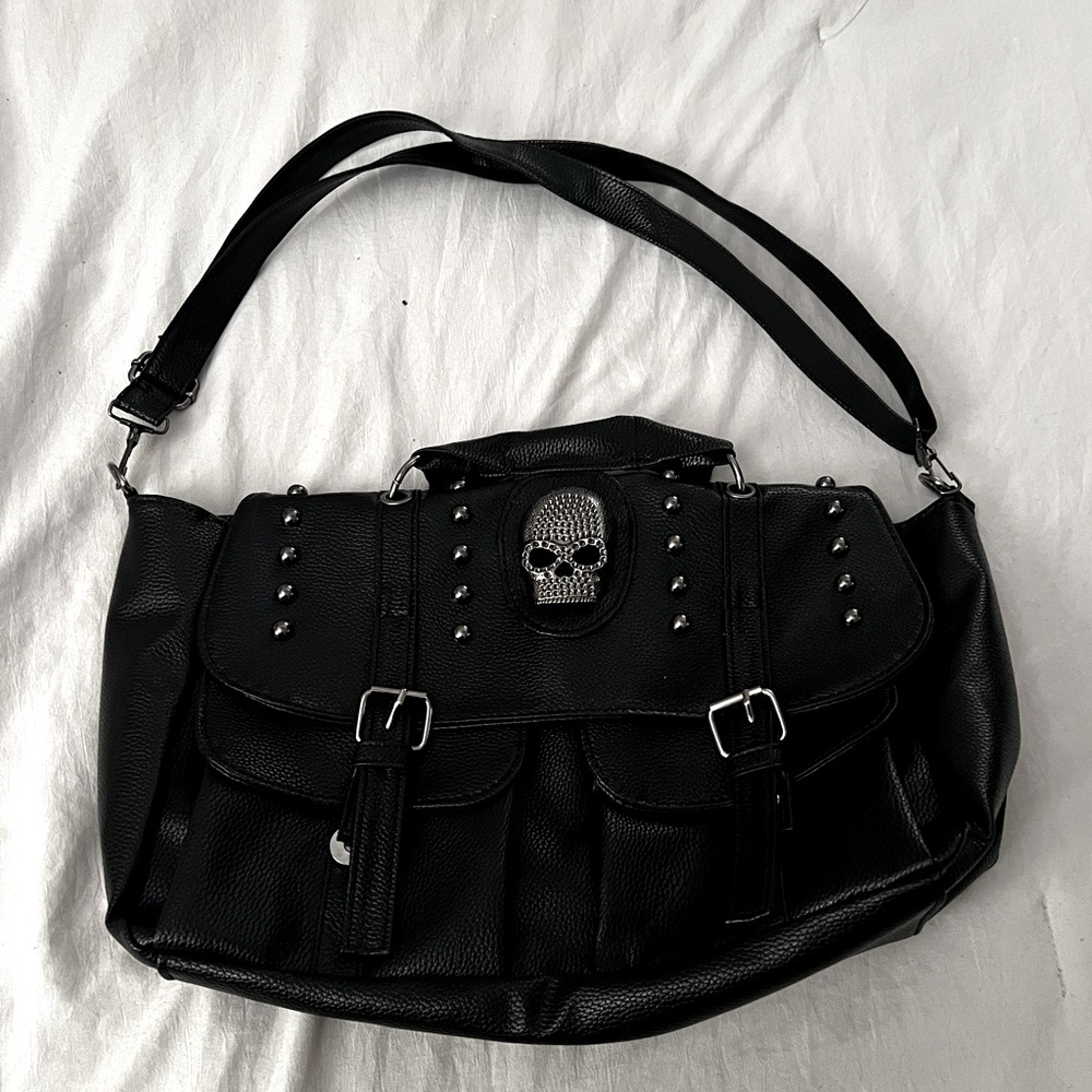 Leather skull handbag